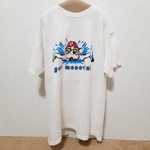 Hanes shirt Large Get Mooovin! cow swimmer funny novelty graphic 100% cotton